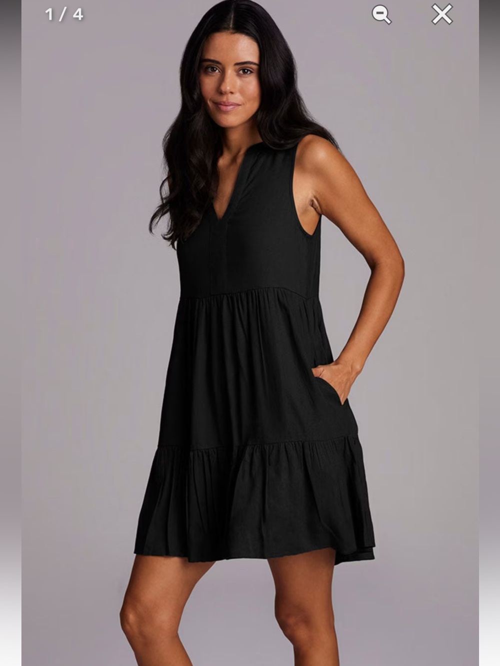 RBX Black Sleeveless Tiered Mini Dress
